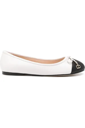 Twin-Set Bow-detailed two-tone ballerina shoes