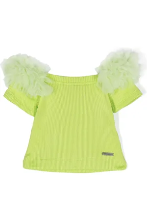 MONNALISA Tulle-trim ribbed top