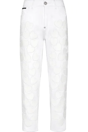 Philipp Plein Heart-patches cropped jeans