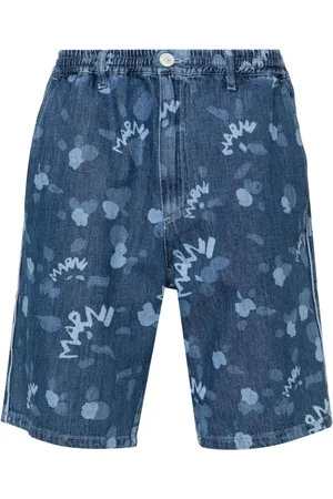 Marni All-over logo-print denim shorts