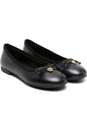 VERSACE Medusa Head-plaque bow-detail ballerina shoes
