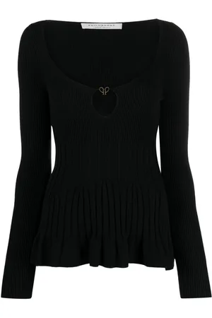 Serafini Logo-plaque ribbed-knit top