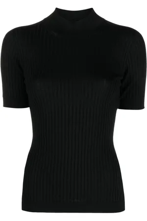 VERSACE Ribbed-knit wool top