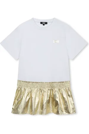 DKNY Logo-print metallic dress