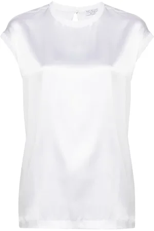 Brunello Cucinelli Satin stretch-silk top