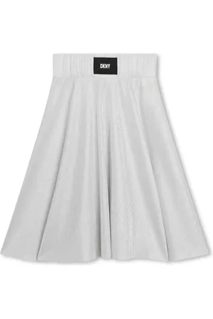 DKNY Logo-appliqué metallic-finish skirt