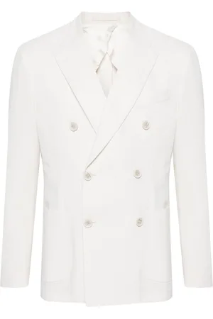 LARDINI Floral-brooch double-breasted blazer