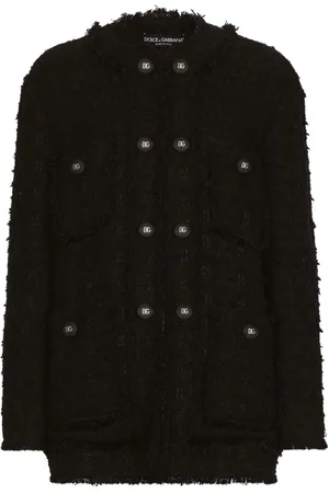 Dolce & Gabbana Round-neck buttoned tweed jacket