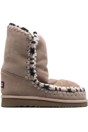 Mou Constrast-stitching moccasin boots