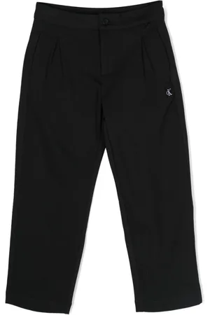 Calvin Klein Logo-patch pleated straight-leg trousers
