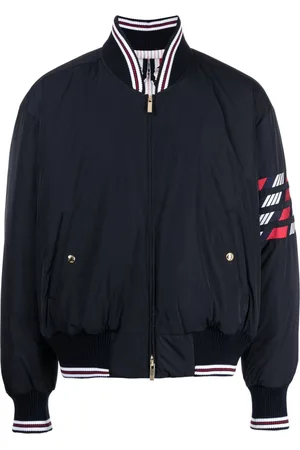 Thom Browne 4-Bar stripe puffer bomber jacket