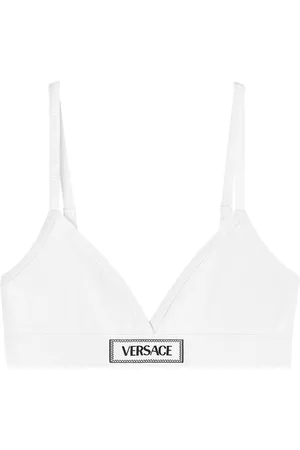 VERSACE Logo-patch cotton-blend bra
