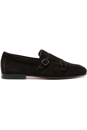 santoni Double-buckle leather loafers