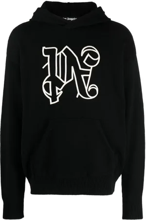 Palm Angels Monogram-embroidered knitted hoodie