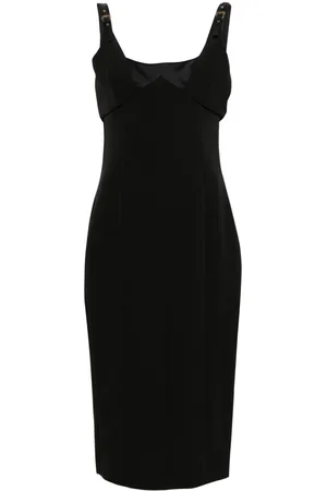 VERSACE Square-neck cady midi dress