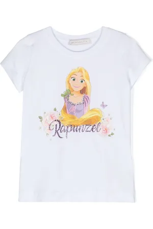 MONNALISA Cartoon-print crystal-embellished T-shirt