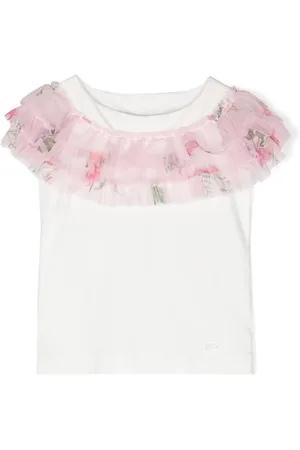 MONNALISA Ruffled cotton T-shirt
