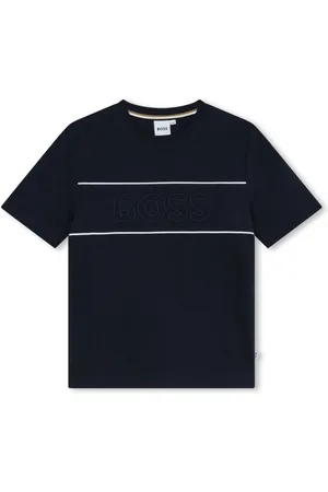 HUGO BOSS Logo-print stripe-trim cotton T-shirt