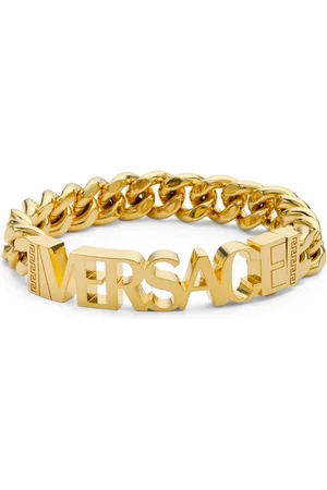 VERSACE Logo-lettering polished-finish bracelet