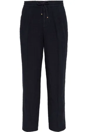 Brunello Cucinelli Drawstring-waist linen trousers