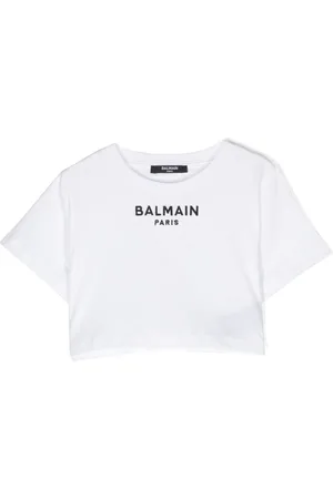 Balmain Logo-embroidered cropped T-shirt