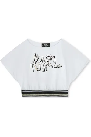 Karl Lagerfeld Logo-print glitter jersey T-shirt