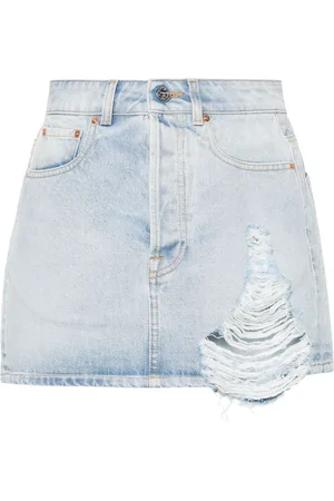 Vetements Distressed denim mini skirt