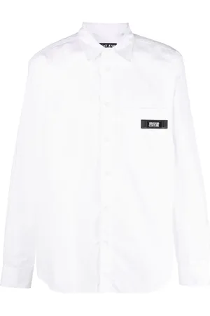 VERSACE Logo-appliqué cotton shirt