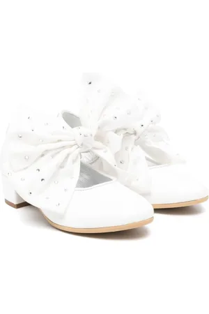 MONNALISA 35mm bow leather ballerina shoes