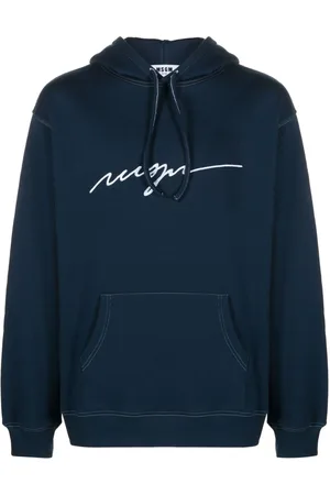 Msgm Logo-embroidered cotton hoodie