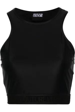 VERSACE Logo-underband crop top