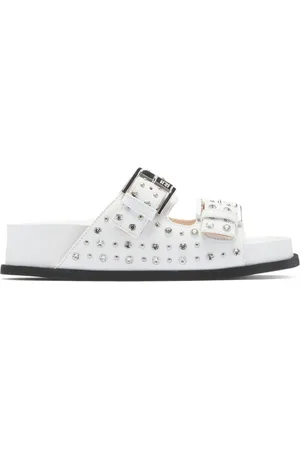 Nº21 Crystal-embellished double-strap slides