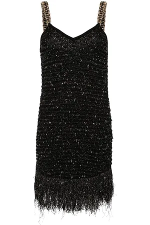 Balmain Fringed Lurex tweed minidress