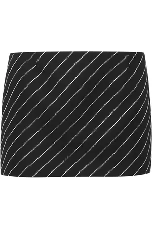 Philipp Plein Crystal-embellished pinstriped mini skirt