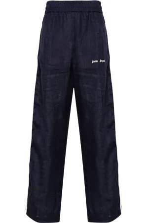 Palm Angels Logo-print linen track pants