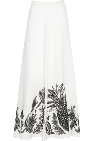 Dorothee Schumacher Pineapple-embroidery A-line linen skirt