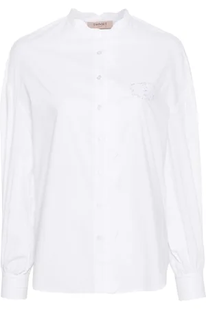 Twin-Set Scallop-collar cotton shirt