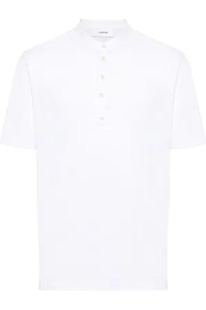 LARDINI Mock-neck linen T-shirt