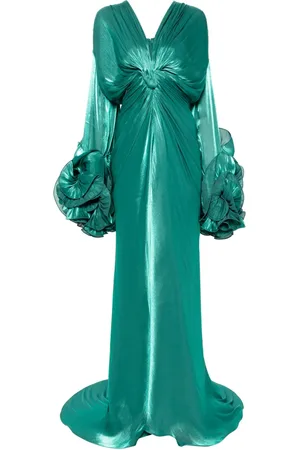 Costarellos Floral-appliqué lurex maxi dress