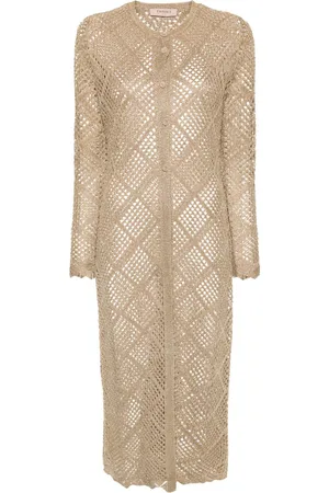 Twin-Set Diamond-pattern open-knit cardigan