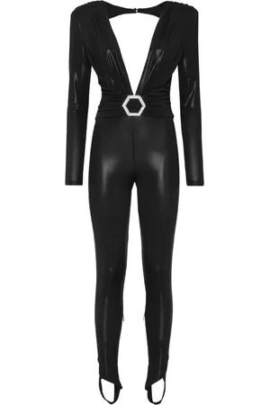 Philipp Plein Shoulder-pads lamé jumpsuit