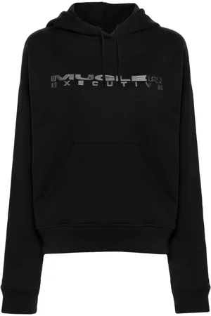 MUGLER Logo-lettering jersey hoodie