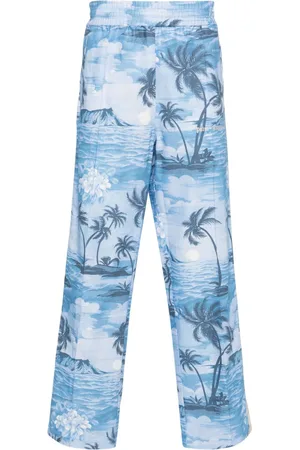 Palm Angels Island-print straight-leg trousers