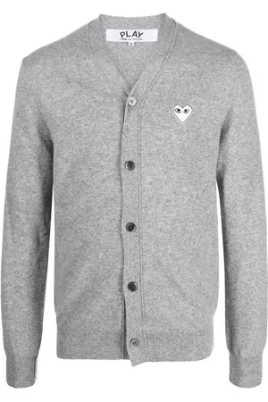 Comme des Garçons Heart-patch mélange-effect wool cardigan