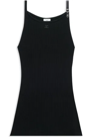 Courrèges Logo-appliqué ribbed-knit minidress
