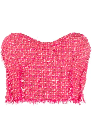 Patrizia Pepe Frayed tweed bustier top