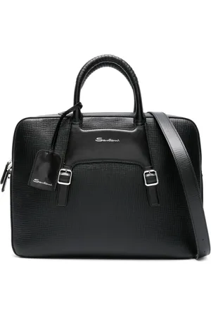 santoni Panelled leather briefcase