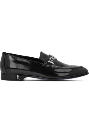 Philipp Plein Gothic logo-plaque leather moccasins
