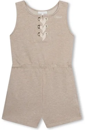 Chloé Logo-embroidered organic cotton playsuit