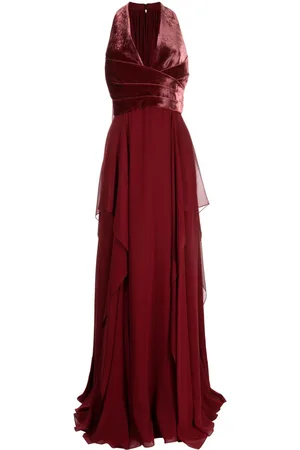 Elie saab V-neck velvet silk gown